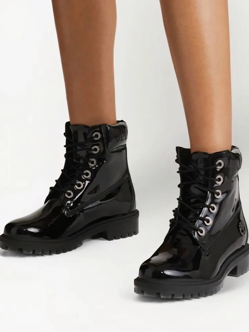 Timberland Courmayeur Valley 6-Inch Boot Black Leather Combat Boots US 8.5 Like
